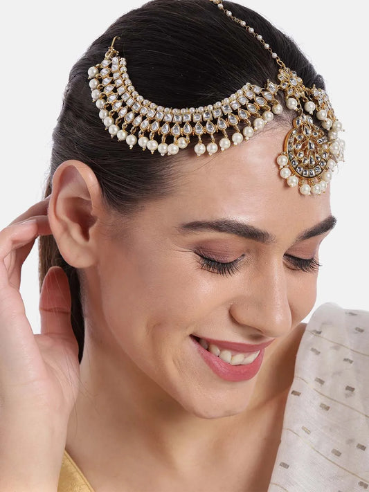 Pearl Sheesh Patti – Graceful Bridal Headpiece | Peora