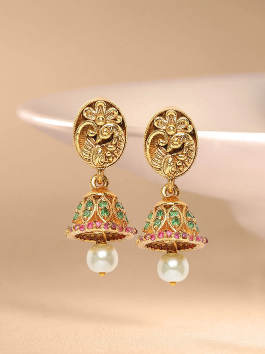 Ethnic Pearl Drop Jhumka Earrings