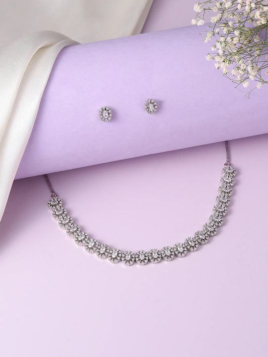 Luxe Halo CZ Necklace & Earrings Set