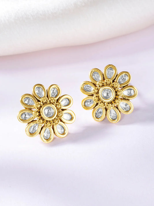 Charming Kundan Floral Stud Earrings