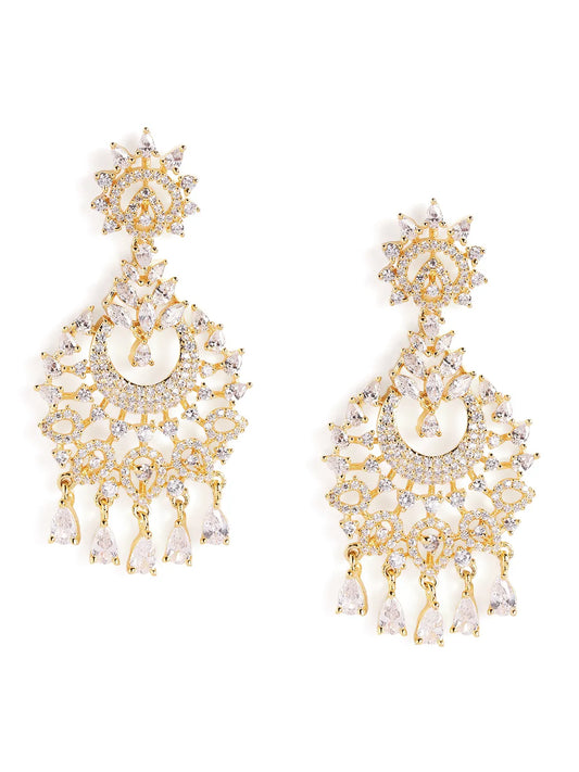 CZ Studded Floral Chandbali Earrings