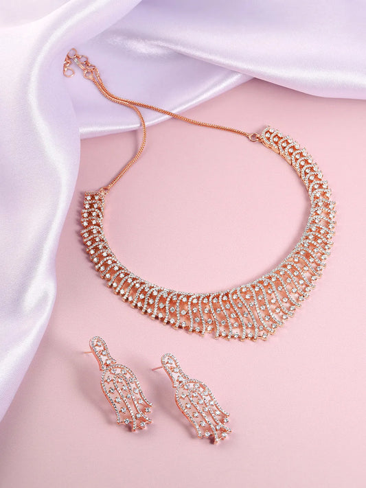 Opulent CZ Studded Necklace Set