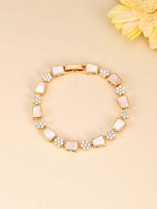 Mother of Pearl & CZ Link Bracelet