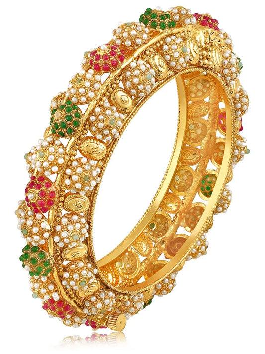 Gold Stones Studded Bangles – Traditional Fashion Jewellery by Peora