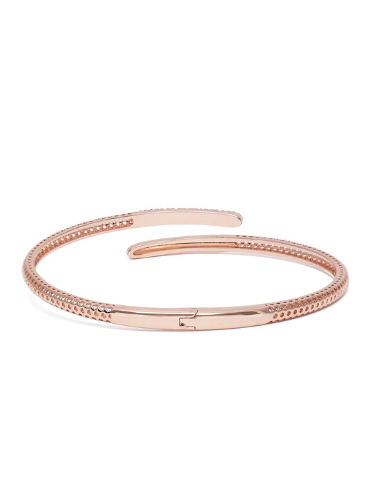 Sleek and Chic CZ Kada for Women in Rose Gold featuring Cubic Zirconia kada bracelet
