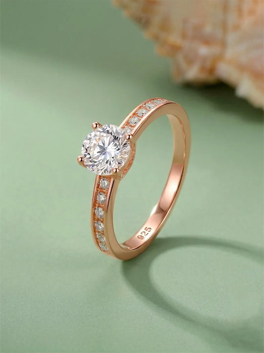Peora Rose Gold Solitaire 925 Sterling Silver Ring