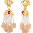 Peach choker earring set crafted from alloy, adorned with faux ruby & beads for an elegant, timeless look | Peora
