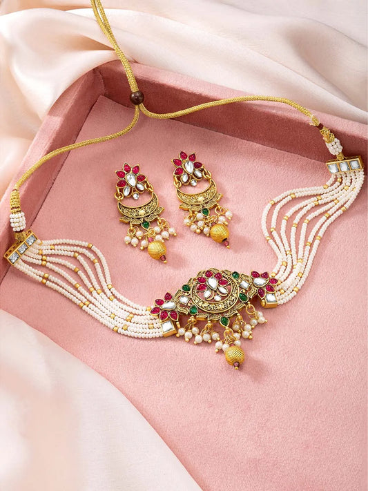 Colourful Choker Set by Peora | Vibrant Fashion Jewellery for Women

