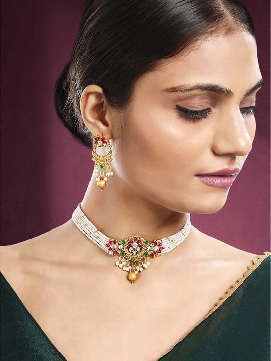 Colourful Choker Set by Peora | Vibrant Fashion Jewellery for Women

