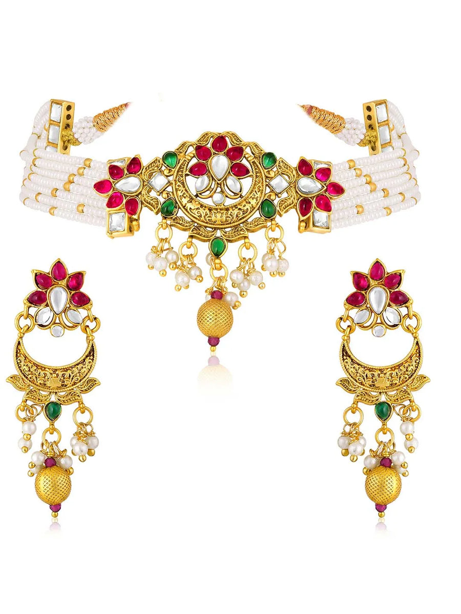 Colourful Choker Set by Peora | Vibrant Fashion Jewellery for Women

