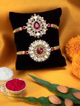 Peora Twin Rakhi Set with Beads & Kundan