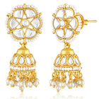 White choker earring set crafted from alloy, adorned with kundan & beads for an elegant, timeless look | Peora
