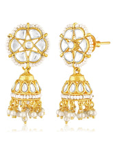 White choker earring set crafted from alloy, adorned with kundan & beads for an elegant, timeless look | Peora
