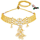 White choker earring set crafted from alloy, adorned with kundan & beads for an elegant, timeless look | Peora
