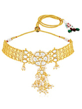 White choker earring set crafted from alloy, adorned with kundan & beads for an elegant, timeless look | Peora
