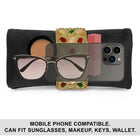 Black clutch bag named Stylish Classic Envelope Clutch, featuring faux emerald detailing and soft fabric texture | Peora
