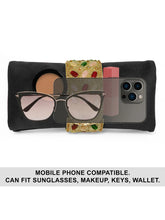 Black clutch bag named Stylish Classic Envelope Clutch, featuring faux emerald detailing and soft fabric texture | Peora
