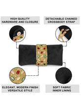 Black clutch bag named Stylish Classic Envelope Clutch, featuring faux emerald detailing and soft fabric texture | Peora
