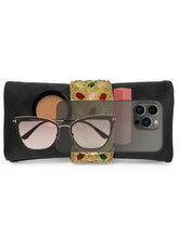 Black clutch bag named Stylish Classic Envelope Clutch, featuring faux emerald detailing and soft fabric texture | Peora
