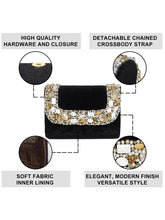 Black clutch bag named Classic Stone Embellished Clutch, featuring artificial beads detailing and soft 0 texture | Peora
