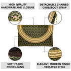 Blue clutch bag named Twilight Gleam Foldover Clutch, featuring pearl detailing and soft fabric texture | Peora
