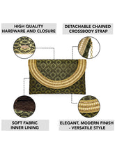 Blue clutch bag named Twilight Gleam Foldover Clutch, featuring pearl detailing and soft fabric texture | Peora
