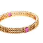 Bold Triple Line Kada Bangle Set in Gold - Rani Pink featuring Faux Ruby bangle set 
