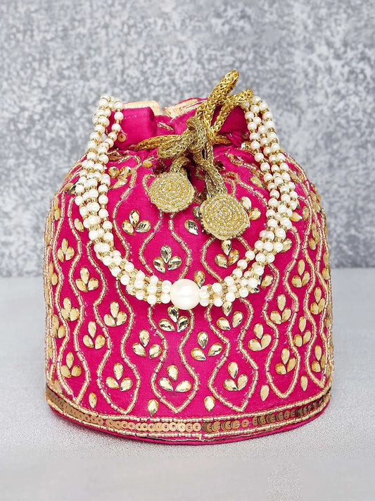 Chic Potli Bag for Fashion Brides - Rani Pink