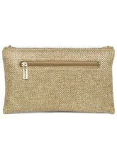 Brown clutch bag named Beaded Envelope Style Evening Clutch, featuring artificial beads detailing and soft fabric texture | Peora
