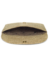 Brown clutch bag named Beaded Envelope Style Evening Clutch, featuring artificial beads detailing and soft fabric texture | Peora
