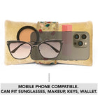 Brown clutch bag named Stylish Classic Envelope Clutch, featuring faux emerald detailing and soft fabric texture | Peora
