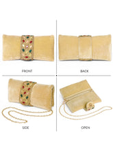 Brown clutch bag named Stylish Classic Envelope Clutch, featuring faux emerald detailing and soft fabric texture | Peora
