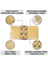 Brown clutch bag named Stylish Classic Envelope Clutch, featuring faux emerald detailing and soft fabric texture | Peora
