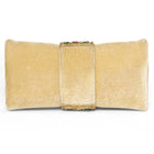 Brown clutch bag named Stylish Classic Envelope Clutch, featuring faux emerald detailing and soft fabric texture | Peora
