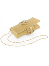 Brown clutch bag named Stylish Classic Envelope Clutch, featuring faux emerald detailing and soft fabric texture | Peora
