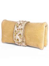 Brown clutch bag named Clutch Bags Crafted for Elegance, featuring pearl detailing and soft fabric texture | Peora

