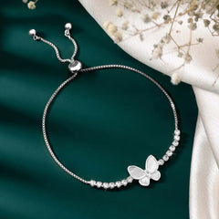 Adjustable Butterfly Glow Silver Bracelet