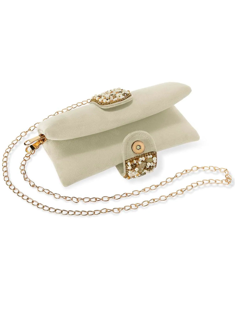 Fashionable Clutch Couture Purse - Cream