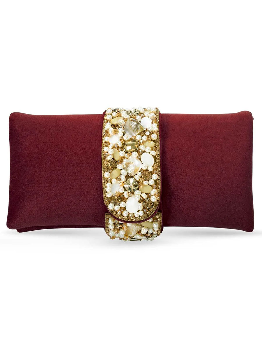 Fashionable Clutch Couture Purse - Maroon