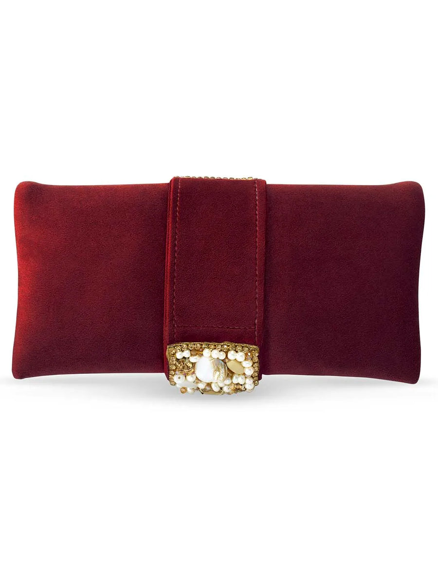 Fashionable Clutch Couture Purse - Maroon