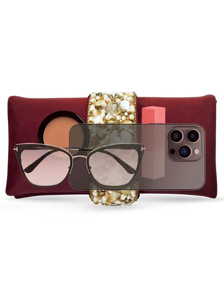 Fashionable Clutch Couture Purse - Maroon