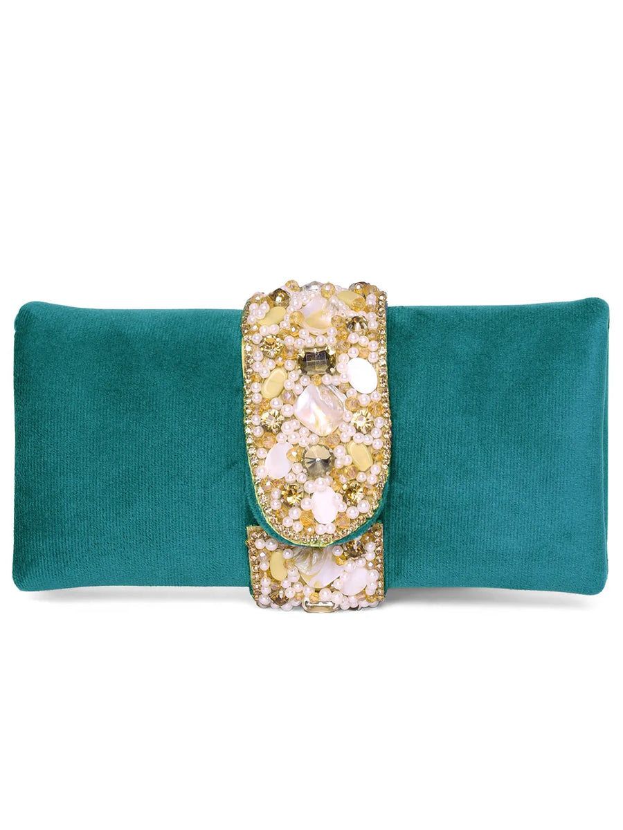 Fashionable Clutch Couture Purse - Teal Green