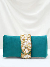 Fashionable Clutch Couture Purse - Teal Green