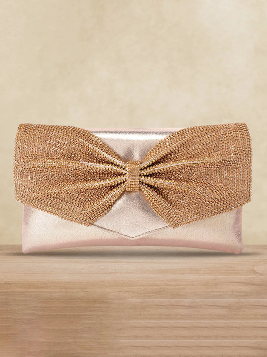 Eternal Glam Bead Bow Statement Purse - Copper