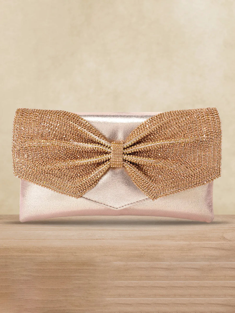 Eternal Glam Bead Bow Statement Purse - Copper