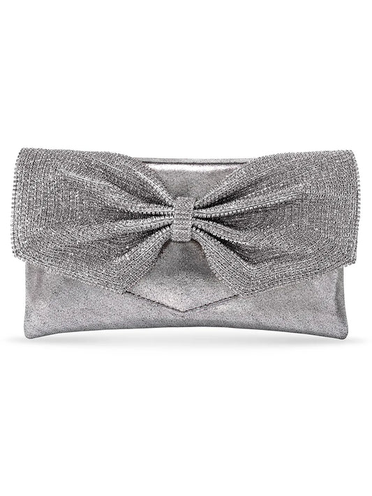 Eternal Glam Bead Bow Statement Purse - Grey