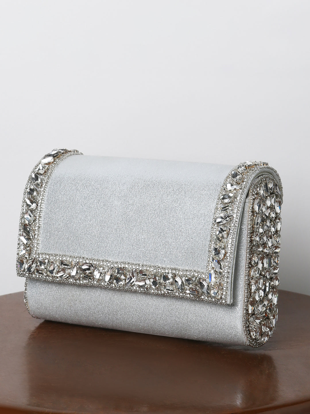 Sleek Sparkle Silver Clutch