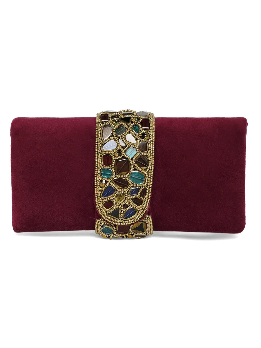 Luxe Mosaic Beaded Statement Box Clutch