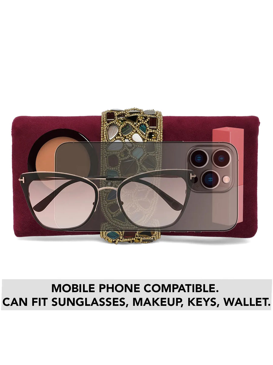 Luxe Mosaic Beaded Statement Box Clutch