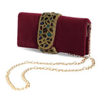 Luxe Mosaic Beaded Statement Box Clutch - Maroon